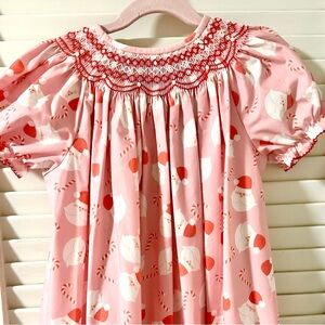 Classic Whimsy Pink/ Red Smocked Santa dress girls size 8